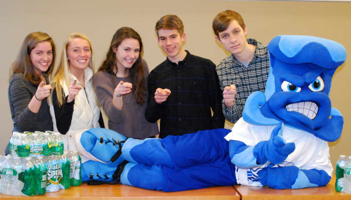 The Darien Blue Wave mascot will make an appearance at the attempt to break a world record.