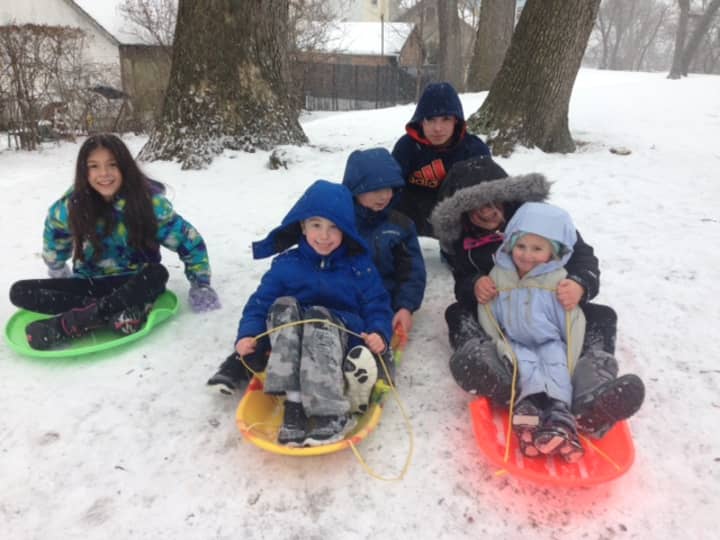 Port Chester kids enjoying the snow at Abendroth Park.