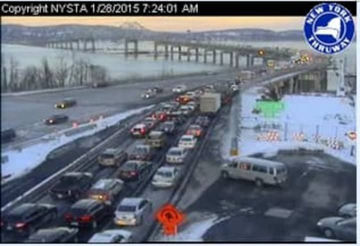 Commuters traveling across the Tappan Zee Bridge in Tarrytown faced lengthy delays Wednesday morning. 