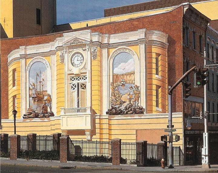 A Richard Haas mural depicting the Dutch in early Yonkers will vanish when the building it graces, 36 Main St., is torn down. The artist and the city have been in talks about possibly reproducing the artwork.