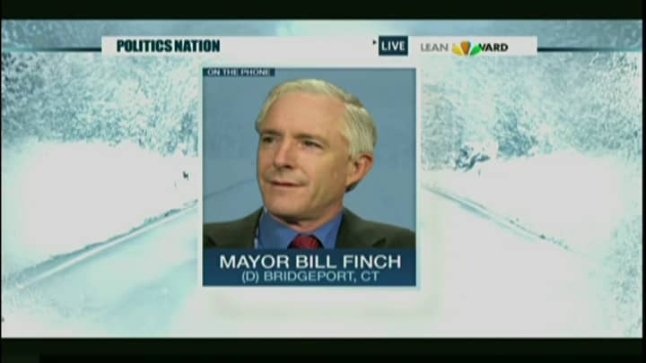 Mayor Bill Finch appeared on MSNBC&#x27;s &quot;Politics Nation&quot; with the Rev. Al Sharpton on Tuesday night, to speak about the snow emergency in Bridgeport on Monday, Jan. 26.