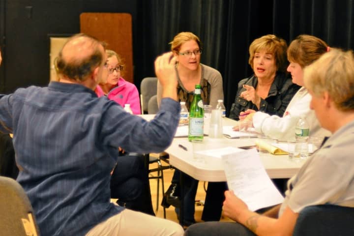 Darien Arts Center Stage Committee members meet to plan for their next production, &quot;On Golden Pond.&quot;