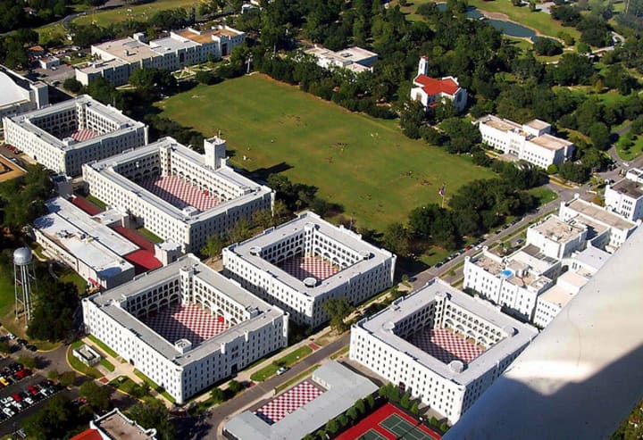 An aerial view of The Citadel campus in  Charleston, S.C. 