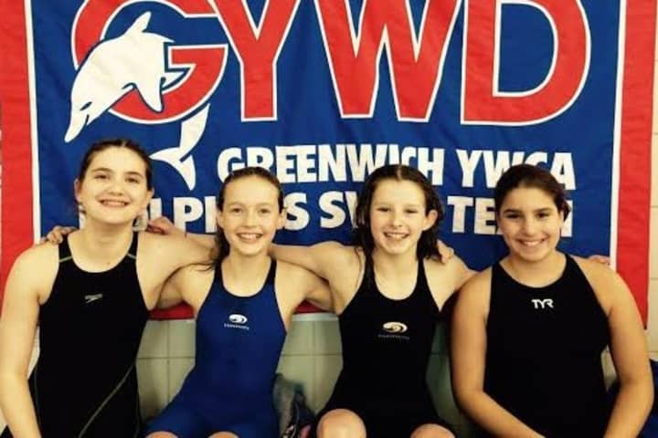 Meghan Lynch, second from right, won the 11-year-old title at a meet in Maryland last weekend. She competed in the event with fellow Greenwich Dolphin swimmers Samantha Ennis, Marcella Winget and Daphne Edwards.