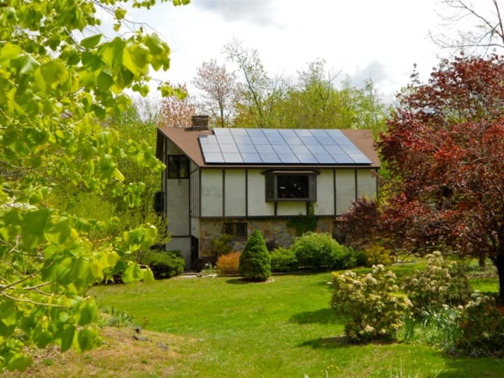 Westchester County house with solar panels.