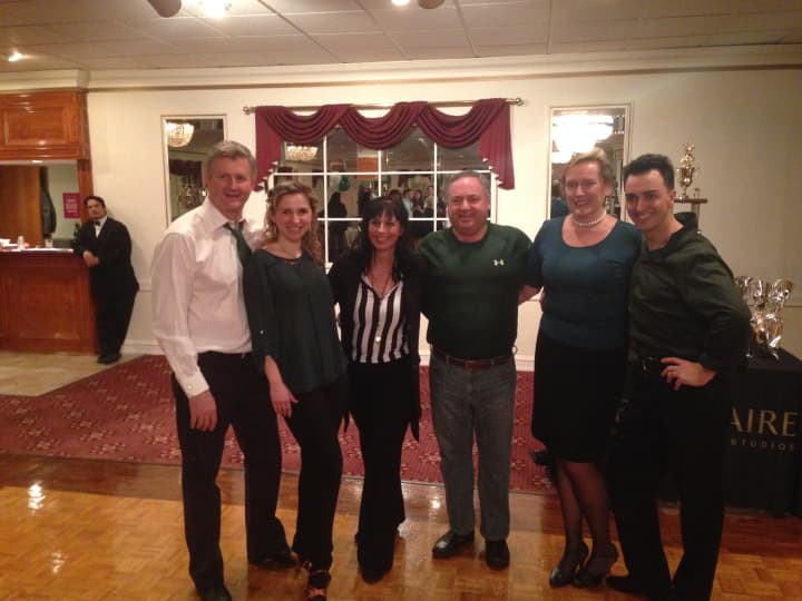 From left, Sam Gault (star dancer), Anastasia  Zhitova  (dance professional), Gina Geothche (Fred Astaire Studio owner and professional), Tony Aitoro (star dancer), Theresa Polley (star dancer), Manual Trillo (dance professional).