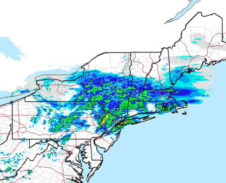 A radar image of the storm early Monday morning.