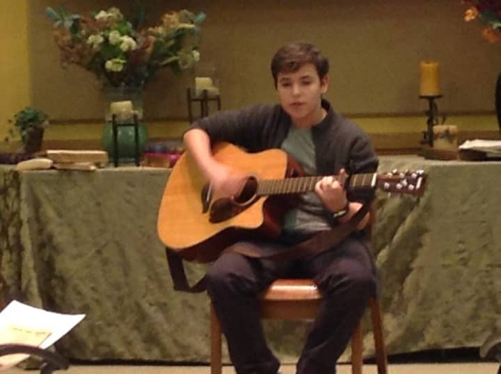 A student showcased his talents at the inaugural Irvington Middle School open mic night. 