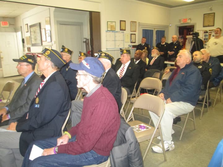 Veterans attend a meeting with Sen. David Carlucci at the American Legion in Ossining.