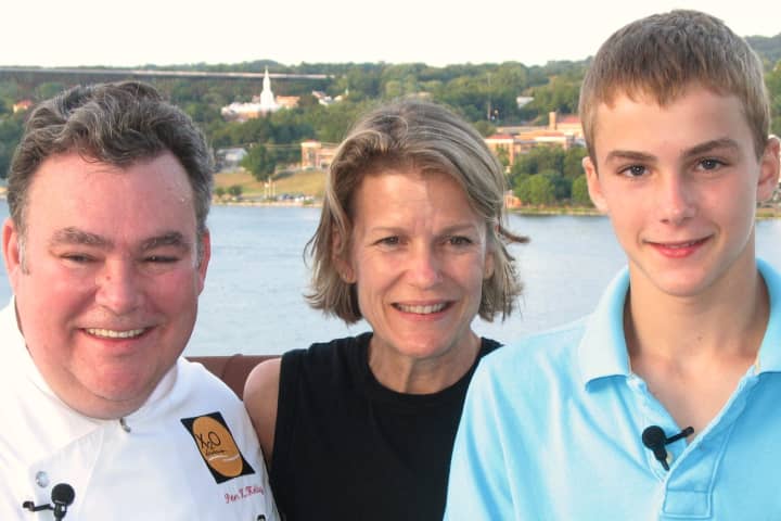 Chef Peter X. Kelly with his wife, Ricca, and son, Dylan.
