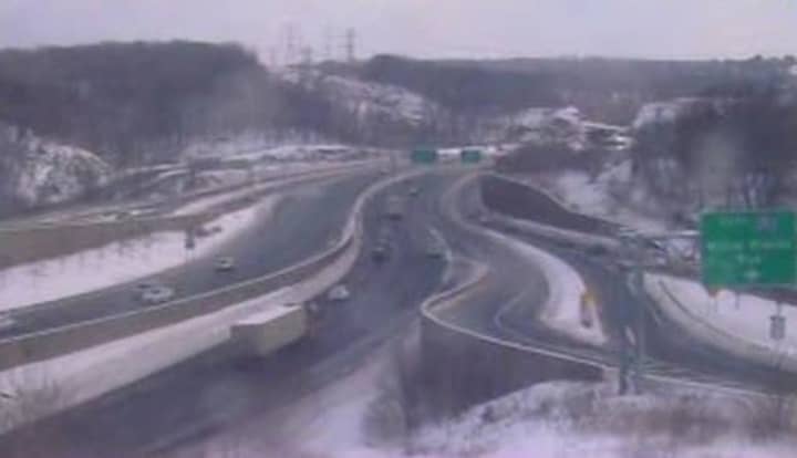 Conditions on I-287 in Elmsford on Monday morning.