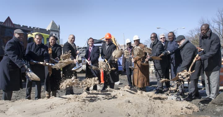 Mount Vernon officials gathered to break ground for a large-scale workforce housing development at 203 Gramatan Ave.