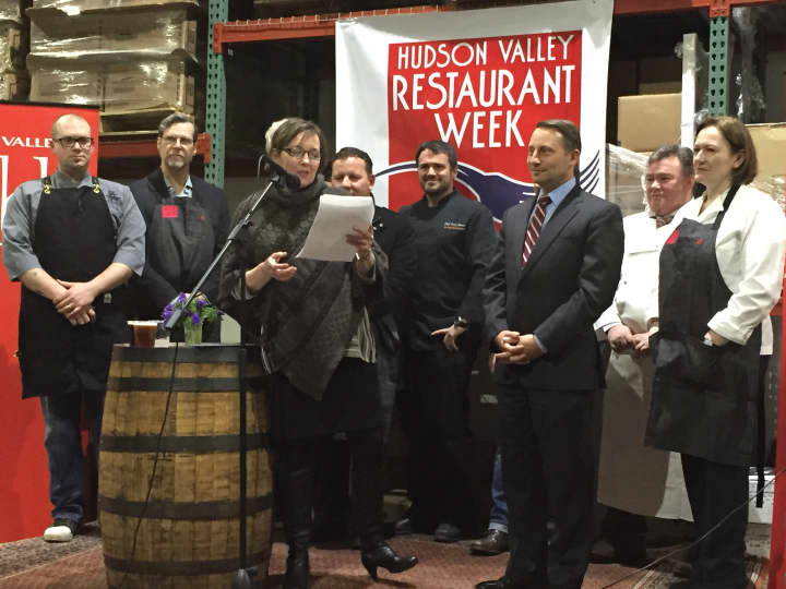 The dignitaries behind Hudson Valley Restaurant Week at the kick-off held in Elmsford Feb. 24.