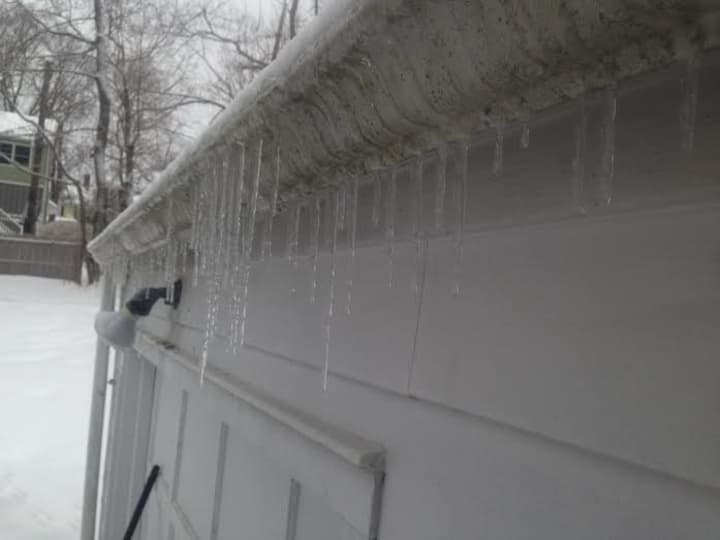 Icicles form during Thursday&#x27;s icy snowstorm in Danbury. 