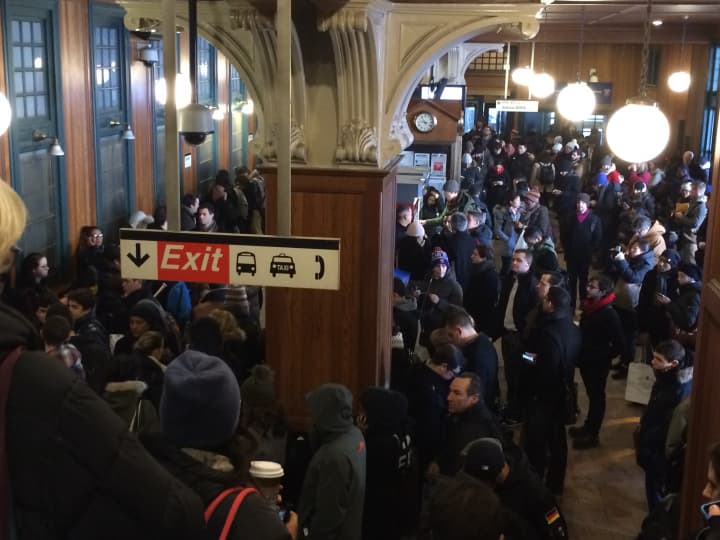 A look at delays at the 125th Street station in Harlem on Friday morning.