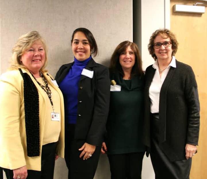 From left, SWBOCES Chief Operating Officer and Deputy Superintendent Sandra A. Simpson, Madeline Paneto-Gonzalez, Dixson/Grady librarian Kim Sparber and Pam Berger, director of the SWBOCES School Library System.