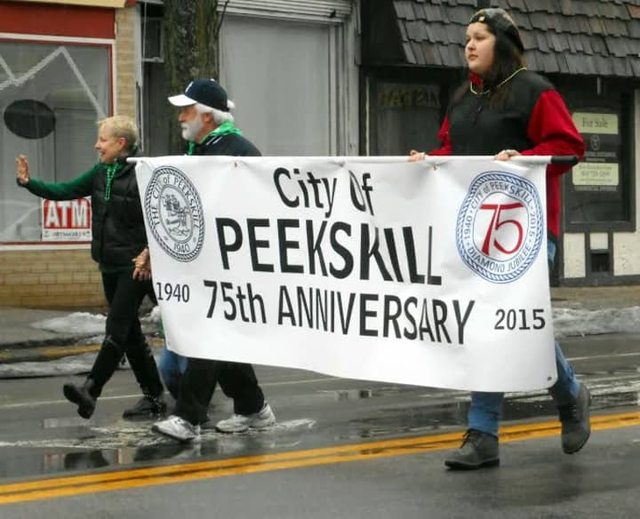 People marched in the St. Patrick&#x27;s Day parade. 