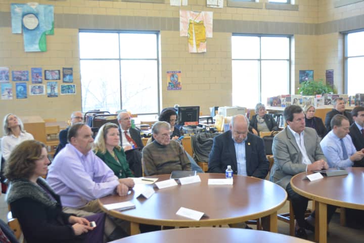 Local officials from Pound Ridge, Mount Kisco and Bedford attended a joint meeting with the Bedford school board to hearing a presentation on tax-contribution differences. The study included a hypothetical split of Mount Kisco from the district.