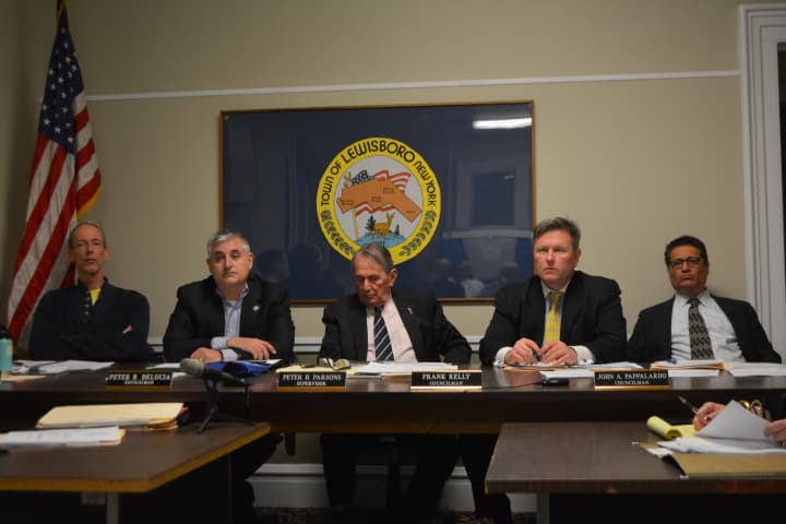 Lewisboro Town Board members at a meeting earlier this month.