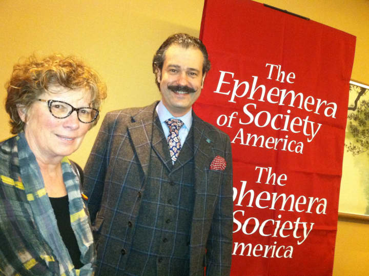 Sheryl Jaeger and Nicholas Lowry at the Ephemera Society of America&#x27;s 35th annual conference. It is being held at the Hyatt Regency in Old Greenwich.