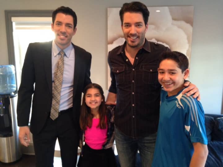 The Property Brothers with two of Saadia Sullivan&#x27;s kids, Emma and Riley.