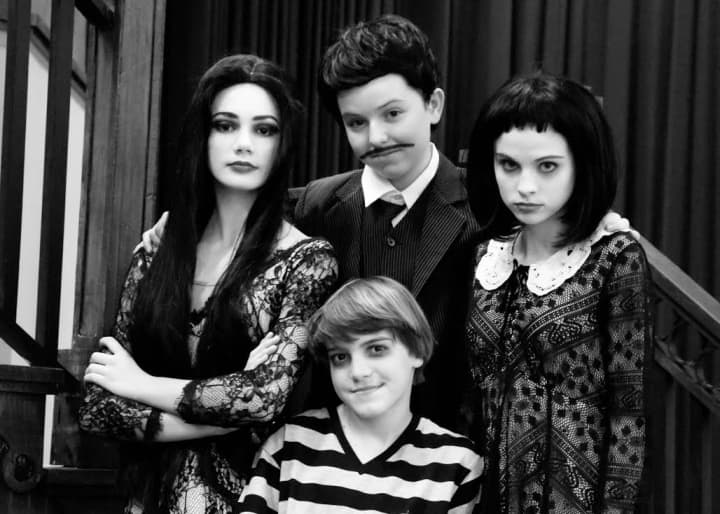 &#x27;The Addams Family&#x27; cast includes from left: Anella Lefebvre at Morticia, Georgia Wright as Gomez, Maggie Foley as Wednesday and 
Oscar Hechter as Pugsley. 