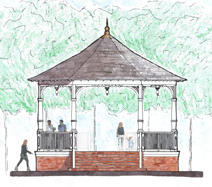A rendering of the proposed rebuilt gazebo for Armonk&#x27;s Wampus Brook Park.