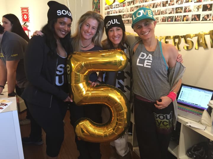 SoulCycle in Scarsdale recently celebrated its five year anniversary. 