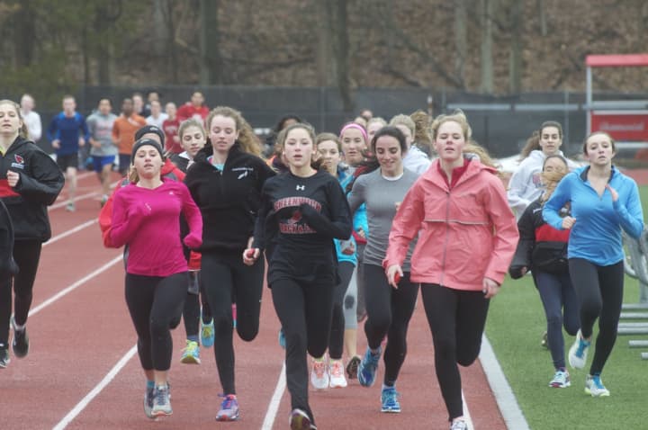 The Greenwich High girls track and field team preps for the upcoming season. 