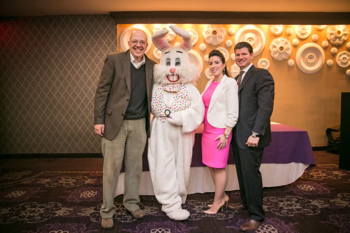 From left, Tracy Kay, executive director of The Westchester Children&#x27;s Museum; the Easter Bunny; and Royal Regency Hotel&#x27;s Co-Owners Maria and Nick Pampafikos.