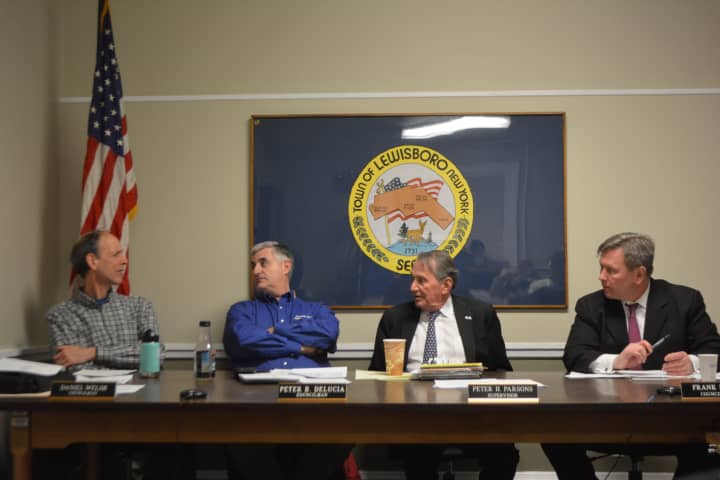 The Lewisboro Town Board at a March meeting.