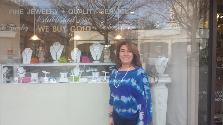 Cynthia Valenti outside Palmer Jewelers.