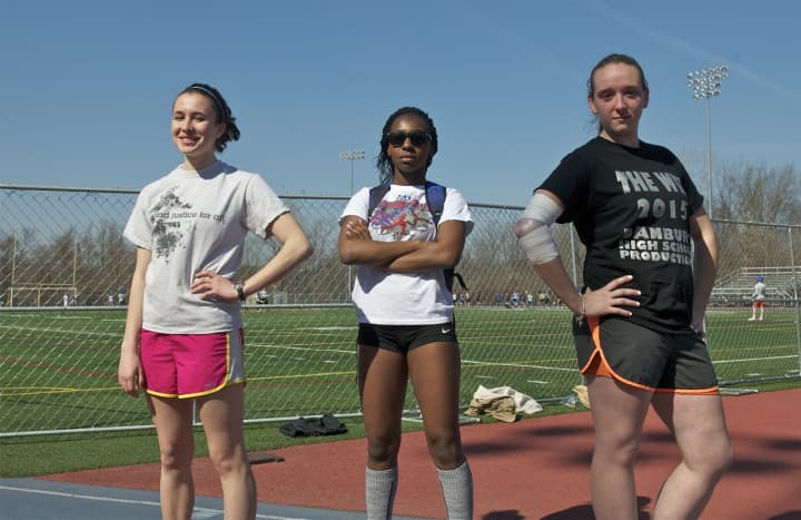 Danbury High team captains (L to R): Abby Llanos, Niema Riley and Alex Schreck.