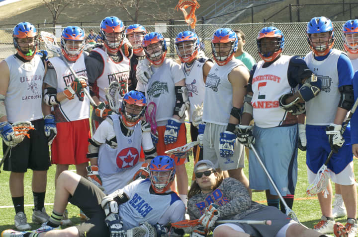 Members of the Danbury High boys lacrosse team at a recent practice.