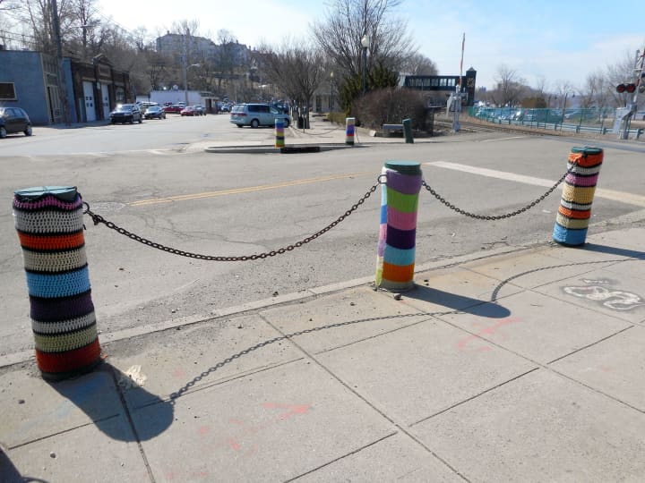 Yarn bombers have been busy beautifying Peekskill recently. 