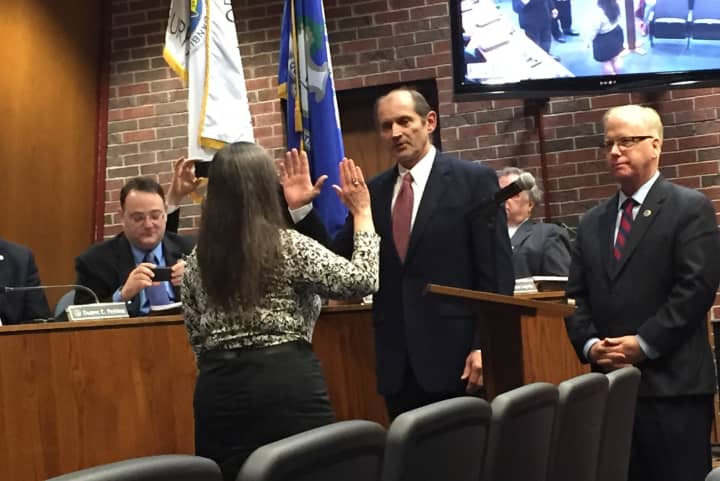Joan Bielizna was sworn in as Danbury&#x27;s new Town Clerk at Tuesday night&#x27;s City Council meeting.