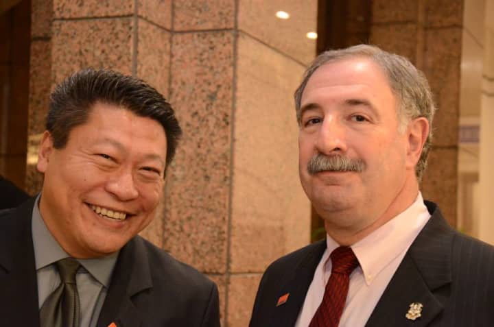 State Sen. Tony Hwang (R-28), left, and Rep. Jonathan Steinberg (D-136), right, are encouraging people to attend Saturday&#x27;s Westport Mini Maker Faire.