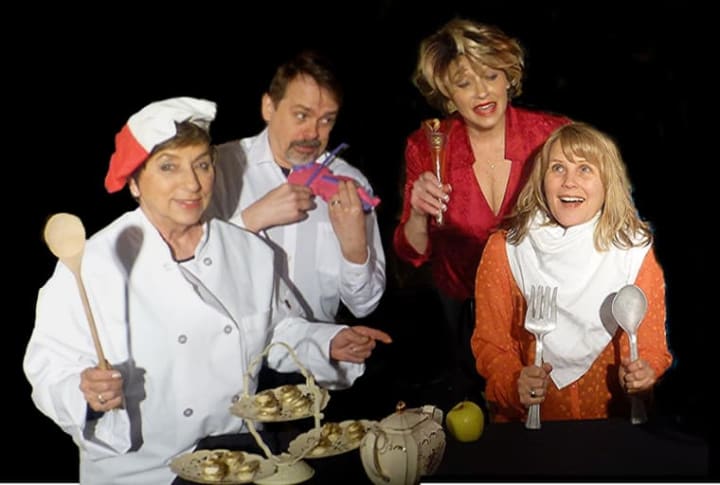 Members of the cast of Dinner with Disney (from L-R) Maryann Ferrara Ramos of  Greenwich; Norris Wakefield of Norwalk; Linda Colucci of Stamford; and Rosalind Cormier of Norwalk.