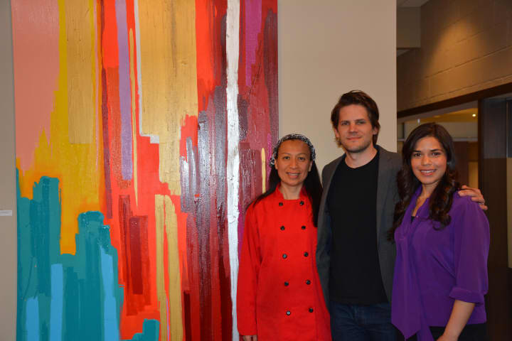 From left: Nisa Lee of Nisa Lee Events, with Ryan Piers Williams and America Ferrera.