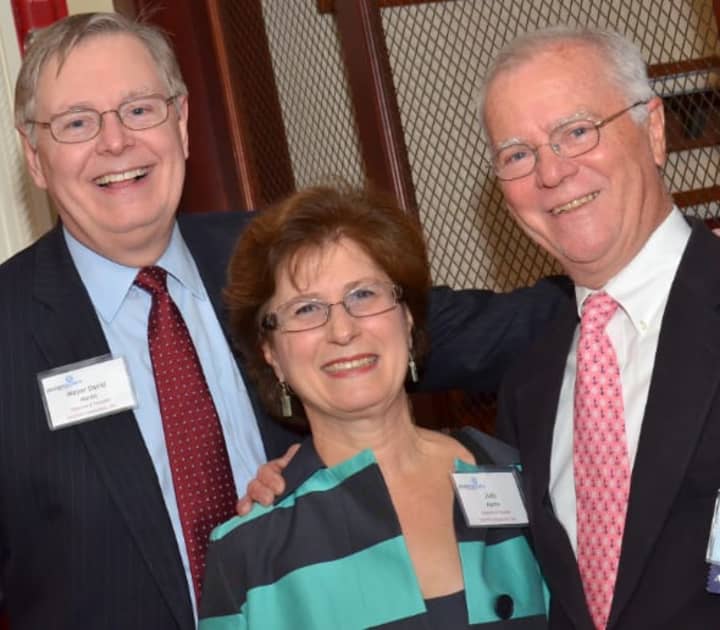 From left, Stamford Mayor David Martin, Judy Martin and Tom O&#x27;Connell, chairman of Young Mariners Foundation, at a recent gala.