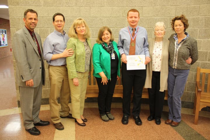 From left, BOCES Assistant Superintendent for Administration John McCarthy, Marty OBrien, Jackie OBrien, Deborah Ashley, Kevin OBrien, Florence Mooney and Joanne Robert