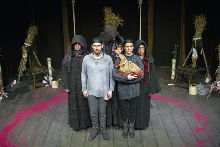 Five members of the Hudson Valley Shakespeare Festival recently performed Macbeth for students at Hendrick Hudson High School in Montrose.