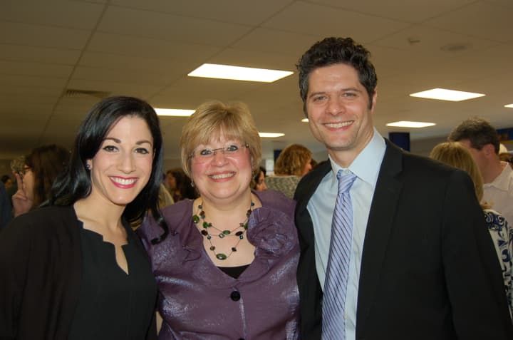 Joy Varley, center, with alumni Lauryn Ciardullo, who played Diana, and Tom Kitt, composer of Next to Normal.