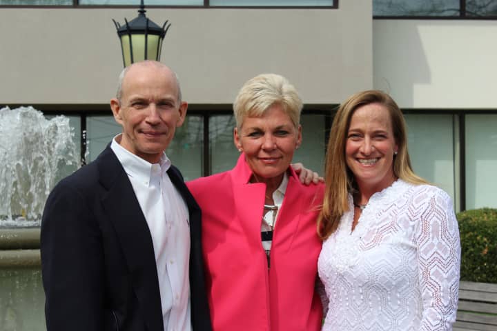 From left: Pat Morrissey, executive director of the Darien YMCA; Gina Zangrillo, president of the Darien Sport Shop; Stacy Branca, chairman of the Y Games Volunteer Committee.