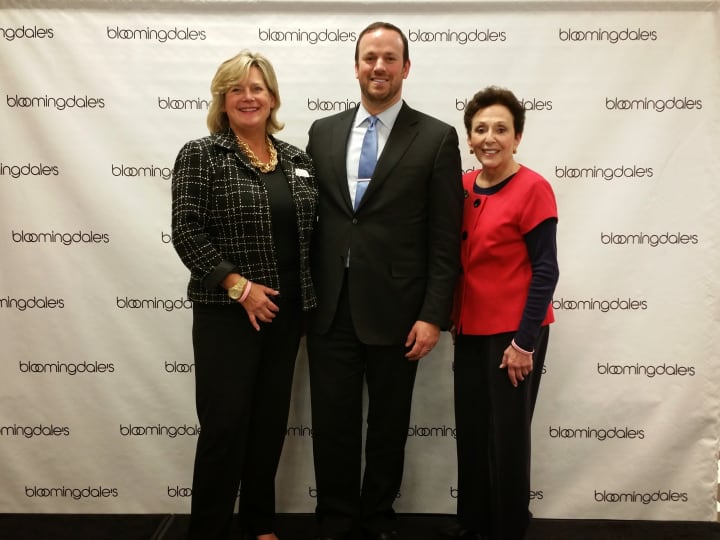 From left, Ellen Lynch, president and CEO of the Food Bank for Westchester, Arif Boysan, general manager of Bloomingdales in White Plains, and Bonnie Koff were at the recent Night at the Beauty Bar event benefiting the Food Bank.