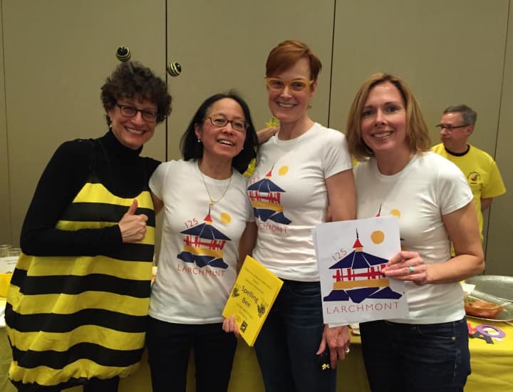 From left, &quot;Friendly&quot; Bee, Amy Ralston Seife, welcomed the &quot;Quasqui Bees,&quot; members of the Larchmont 125 celebration committee Carmen White, Kitty Shirley, and Carey Federspiel.