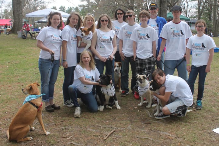 A New Chance Animal Rescue and their adoptable dogs at a previous event.