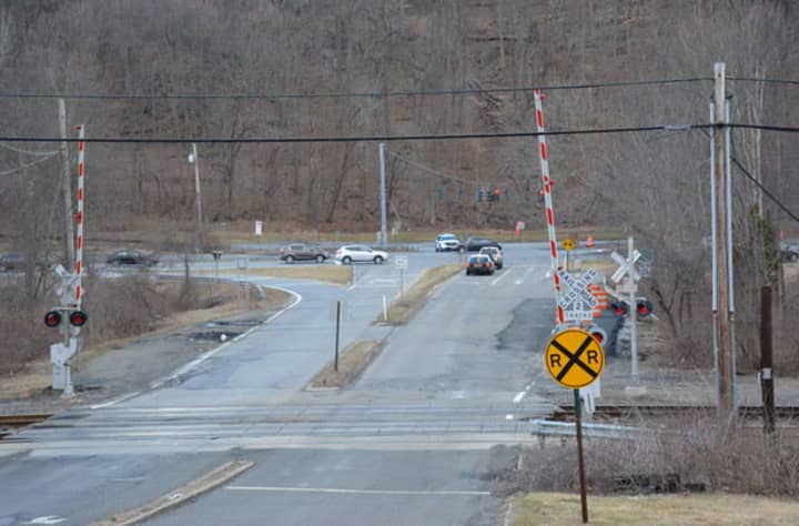 The grade-crossing intersection in Chappaqua, which includes Roaring Brook Road and an interchange for the Saw Mill River Parkway.