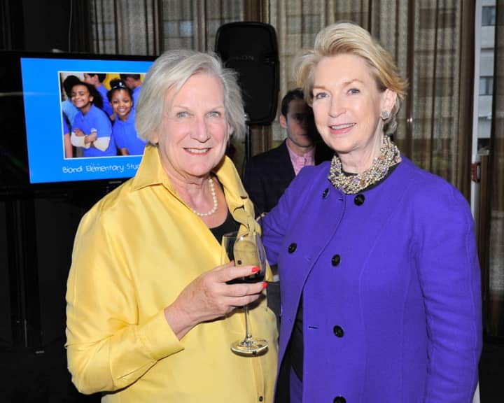 Sue Taub, left, of Briarcliff Manor with Tess Wachs of Manhattan at Leake &amp; Watts A Taste of Riverpark Spring Benefit.