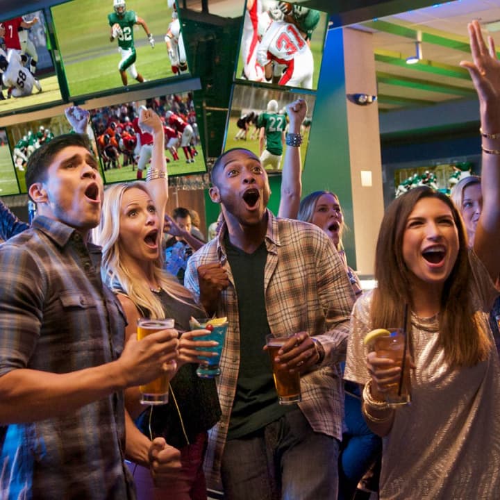 Fans can catch every game in high- resolution on any one of Dave &amp; Busters large HDTVs.